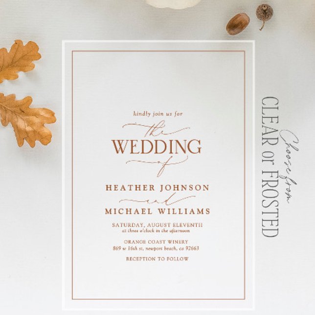 Modern Terracotta Calligraphy Wedding Acrylic Invitations (Creator Uploaded)