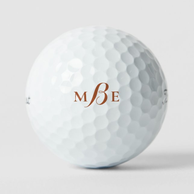 Modern Terracotta Combo Monogram Titleist Pro VI Golf Balls (Front)
