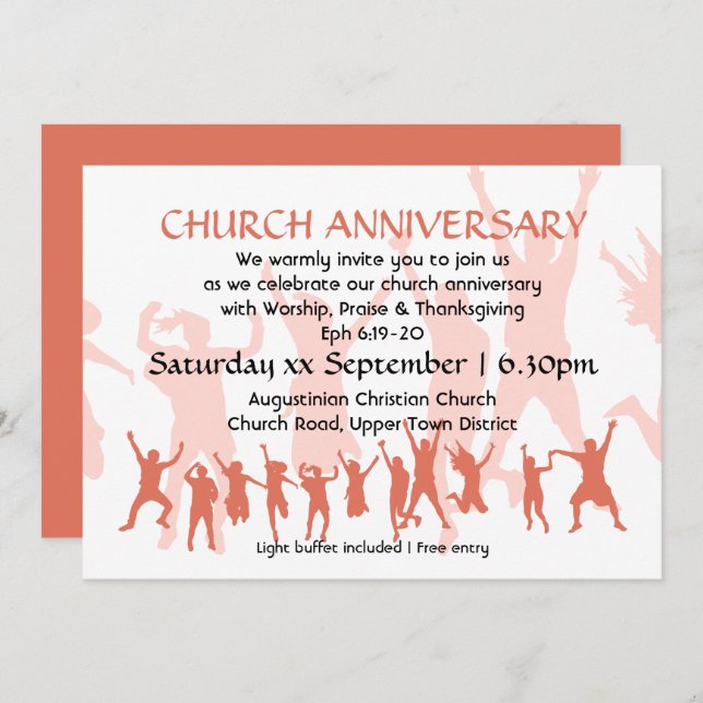 Modern Terracotta Custom CHURCH ANNIVERSARY Invitation (Front/Back)