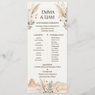Modern Terracotta Desert Boho Wedding Program