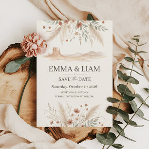 Modern Terracotta Desert Boho Wedding Save the Dat Date