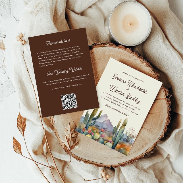 Modern Terracotta Desert Cactus All in One Wedding Invitation (Creator Uploaded)
