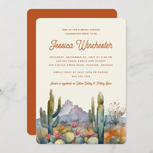 Modern Terracotta  Desert Cactus Bridal Shower  Invitation