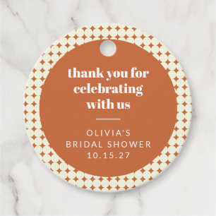 Modern Terracotta Dots Bridal Shower Custom Thanks Favour Tags