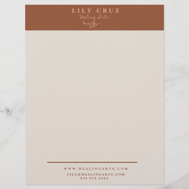 Modern TerraCotta Earth-Tone Personalised Custom Letterhead (Front)