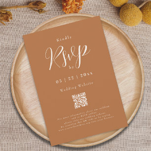 Modern Terracotta Elegant Script Wedding RSVP Card