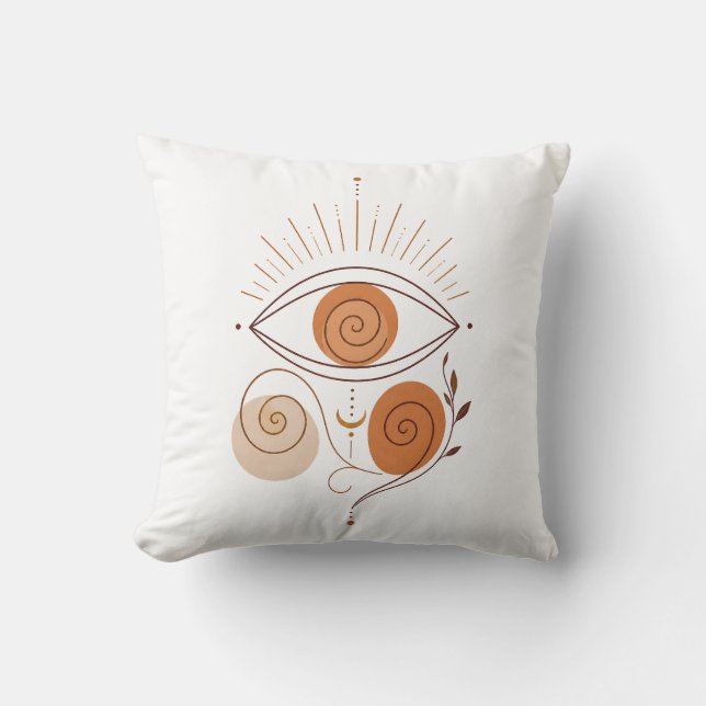 Modern Terracotta Evil Eye Line Art Cushion (Front)