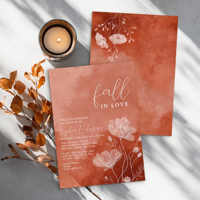 Modern Terracotta Fall in Love Bridal Shower Invitation (Creator Uploaded)