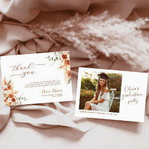 Modern Terracotta Floral Graduation Thank You Card