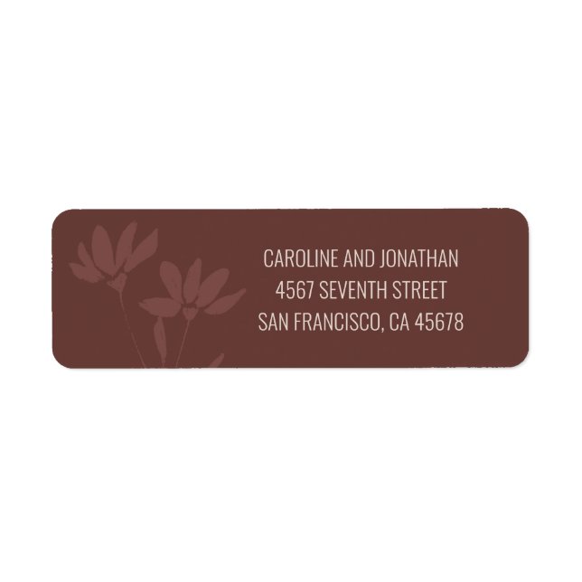 Modern Terracotta Floral Line Art Return Address  Label (Front)