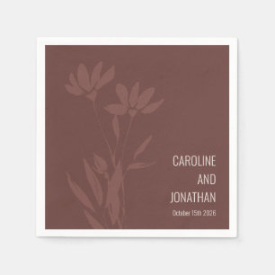 Modern Terracotta Floral Line Art Wedding Custom  Napkin