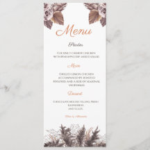 Modern Terracotta Floral Wedding Menu Card