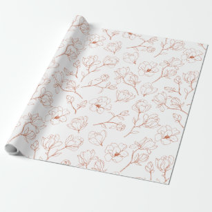 Modern Terracotta Foral Wedding Wrapping Paper