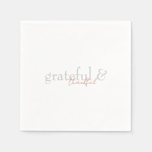 Modern Terracotta & Green Grateful Thankful II Napkin