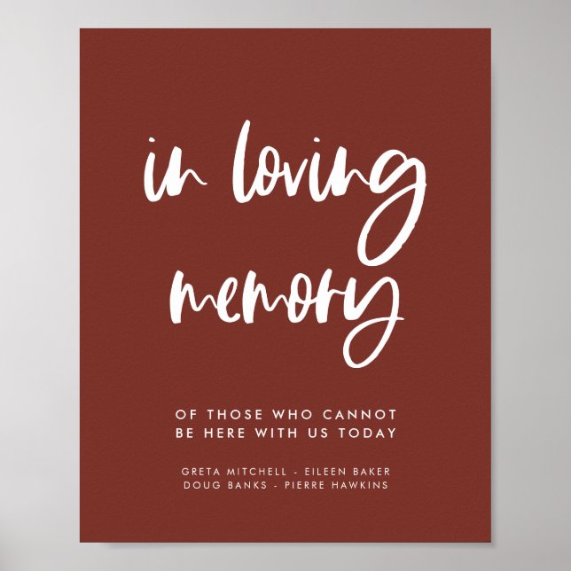 Modern terracotta In loving memory wedding sign (Front)