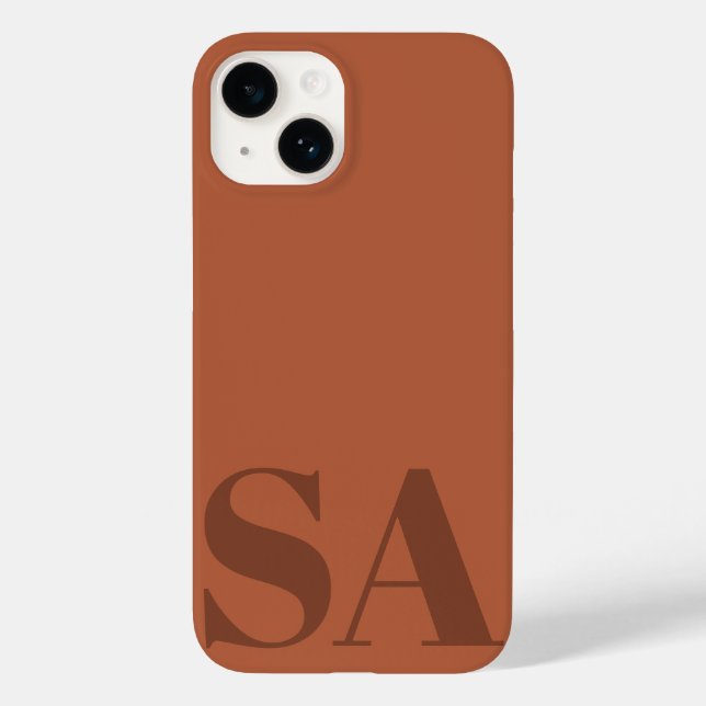 Modern terracotta initial minimal contemporary Case-Mate iPhone case (Back)