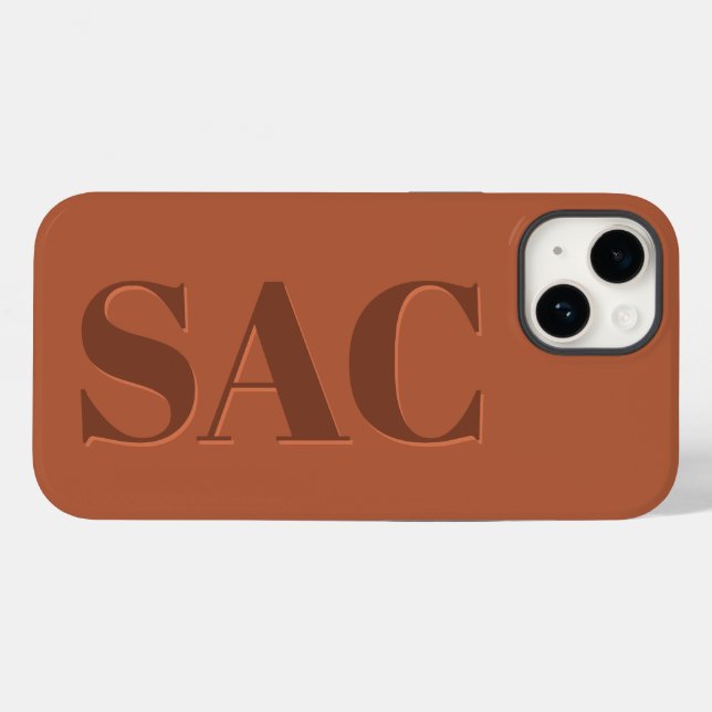 Modern terracotta initial minimal contemporary Case-Mate iPhone case (Back (Horizontal))