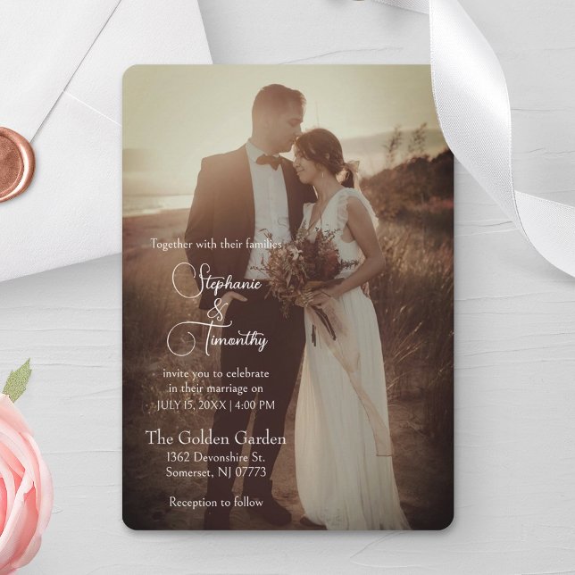 Modern Terracotta Minimalist Photo Wedding  Invitation (Elevate your celebration with our elegant wedding invitation. Personalized for unforgettable moments)