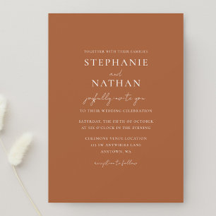 Modern Terracotta Minimalist Wedding Invitation