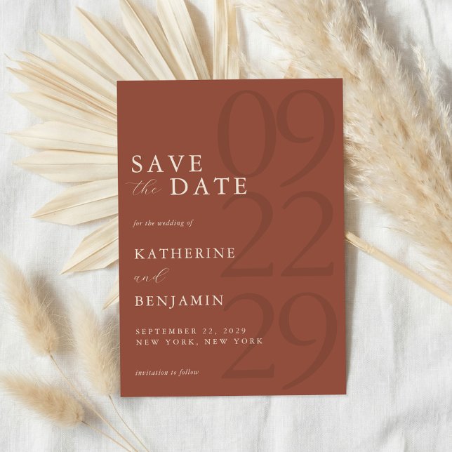 Modern Terracotta Minimalist Wedding Save The Date (Creator Uploaded)