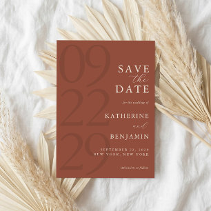 Modern Terracotta Minimalist Wedding Save The Date