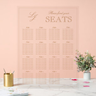 Modern Terracotta Monogram Script Wedding Seat Acrylic Sign