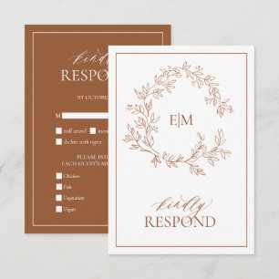 Modern Terracotta Monogram Wedding RSVP Card