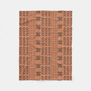 Modern Terracotta Mudcloth African Pattern Fleece Blanket