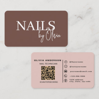 Modern Terracotta Nail Specialist QR Code Business Card