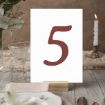 Modern Terracotta Number Table Card<br><div class="desc">Complete your reception look with this elegant minimalist wedding table number sign, designed to coordinate beautifully with modern, neutral wedding decor. Featuring a bold yet softly curved terracotta number against a clean, light background, this table card brings effortless sophistication to your celebration. The oversized numeral creates a striking focal point...</div>