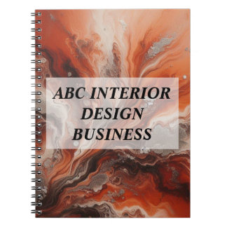 Modern terracotta orange silver marble typography  notebook