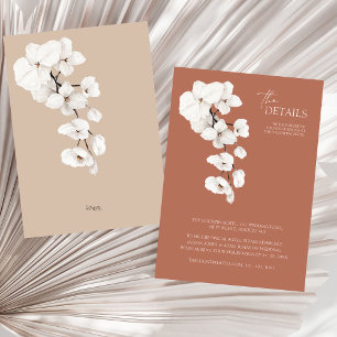 Modern Terracotta Orchids Floral Wedding Details Enclosure Card