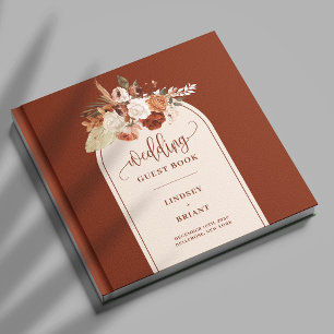 Modern Terracotta Pampas Grass Boho Arch Wedding  Guest Book