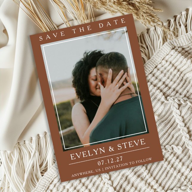 Modern Terracotta Photo Save the Date Invitation (Creator Uploaded)