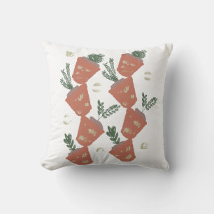 Modern Terracotta Pots with Plants Boho Cushion