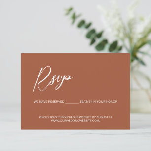 Modern Terracotta QR Code reserved seats wedding RSVP Card