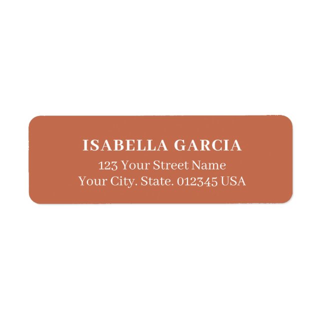 Modern Terracotta Return Address Label (Front)