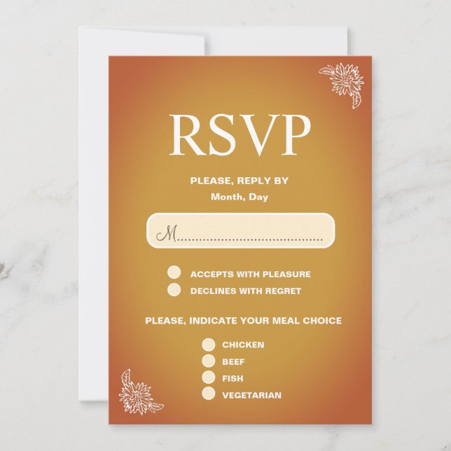 Modern Terracotta Romantic Wedding RSVP Card (Front)