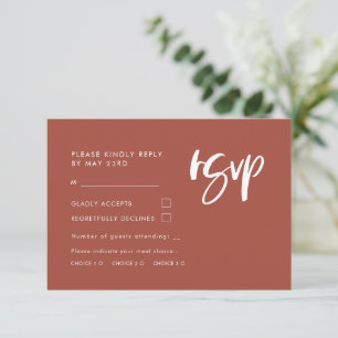 Modern Terracotta RSVP with meal choice Card