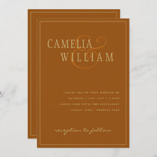 Modern Terracotta Rust Gold Wedding Invitation