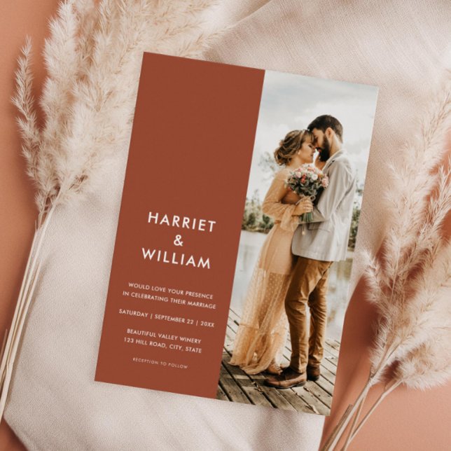 Modern Terracotta Rust Minimalist Wedding Invitation (Creator Uploaded)