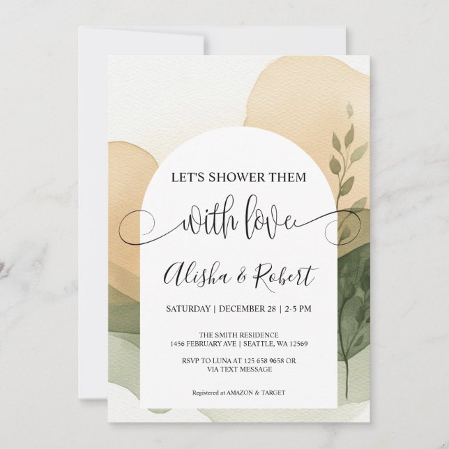 Modern Terracotta & Sage Couples Shower Invitation (Front)