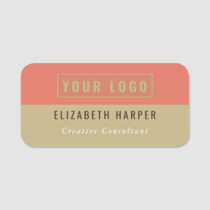 Modern Terracotta Sand Custom Logo Name Badge