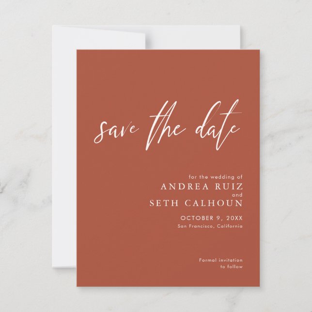 Modern Terracotta Save The Date (Front)