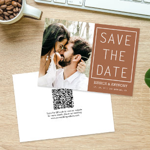 Modern Terracotta Save The Date Photo QR Code Invitation
