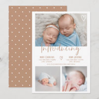 Modern terracotta script 3 photo baby twins birth