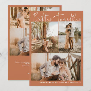 Modern terracotta script chic 6 photos engagement announcement