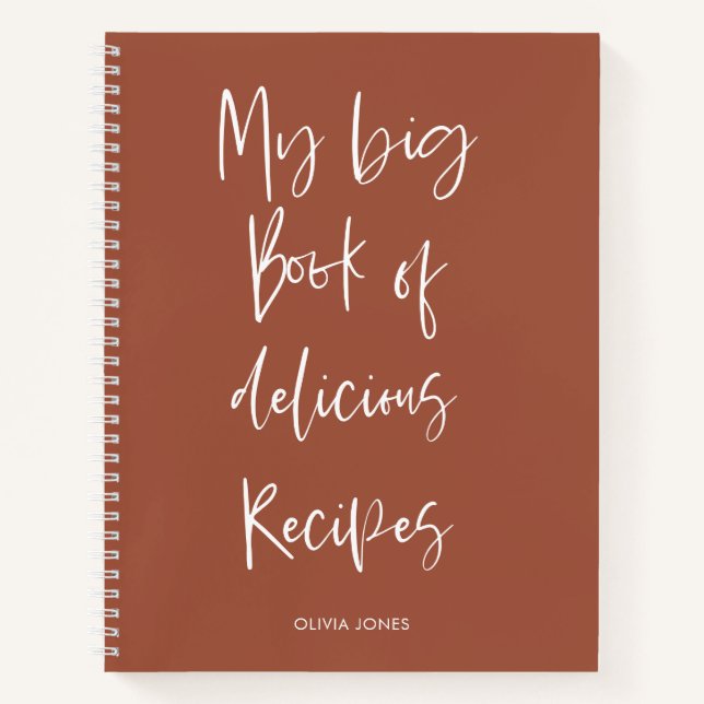 Modern Terracotta Script Cooking Recipe Kitchen Notebook (Front)