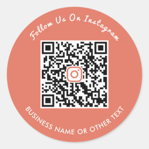 Modern Terracotta Script Instagram QR Code Classic Round Sticker