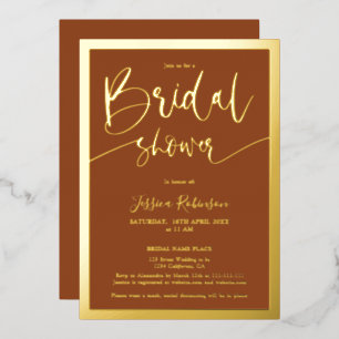 Modern terracotta script trendy bridal shower